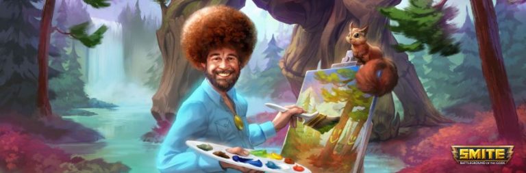 smite honors painting god bob ross in next week s update massively overpowered smite honors painting god bob ross in