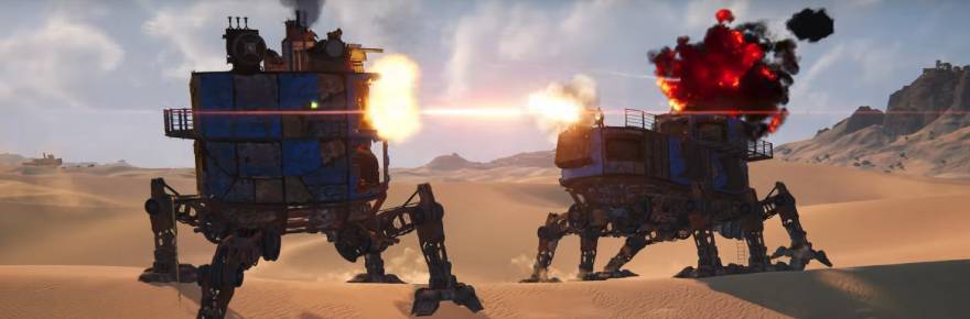 Sand is an open-world PvPvE game where players build stompy robot bases to explore an alien planet